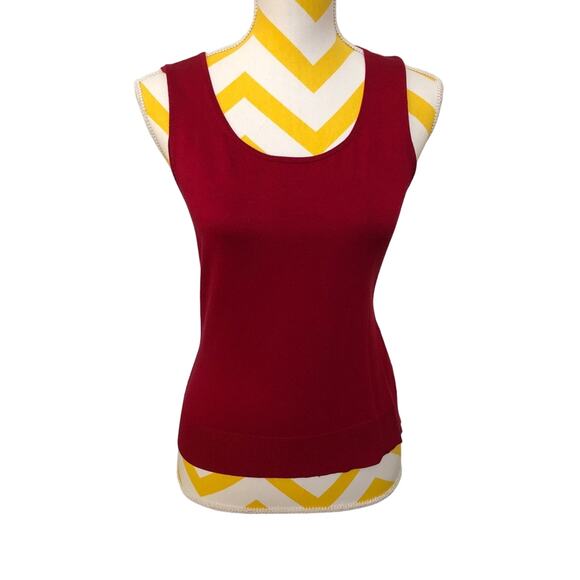 Ann Taylor Loft Red Sleeveless Top Women Small Silk Blend Y2K Shirt Dry Clean - Picture 1 of 6